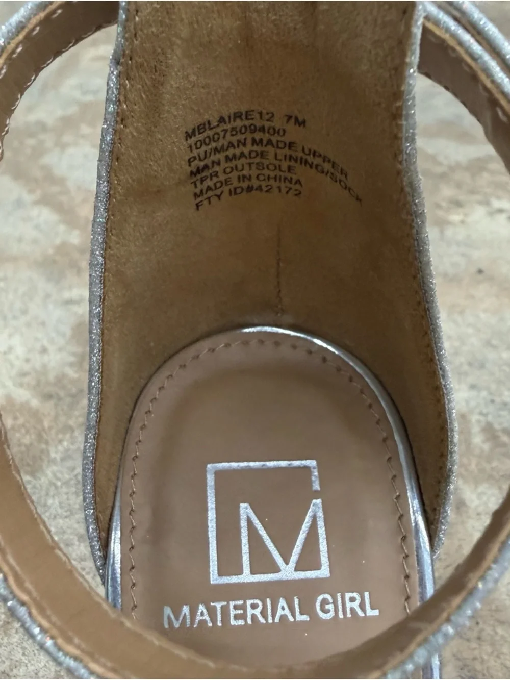 Material Girl Glitter Silver Open-Toe Ankle-Strap Heels - Picture 3 of 8